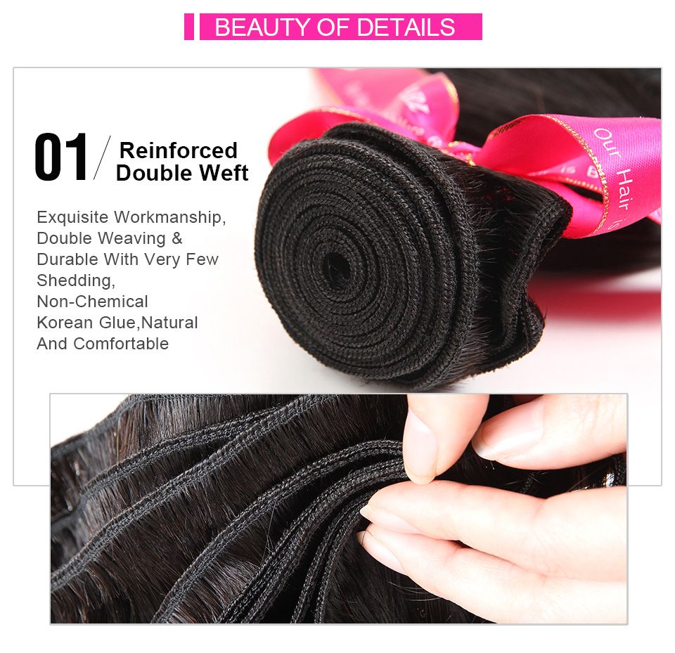 E Beauty Hair 8a Grade Brazilian Virgin Hair Body Wave 3 Bundles Remy Human Hair Weaves Natural Black (10 12 14)