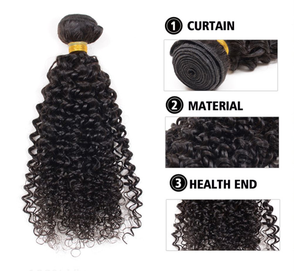 Curly Weave Brazilian Virgin Hair Human Remy Hair Bundles Kinky Curly Hair Extensions 100% Unprocessed Sexy 10A Jerry Curl 3 Bundles Narural Color Yirunmei