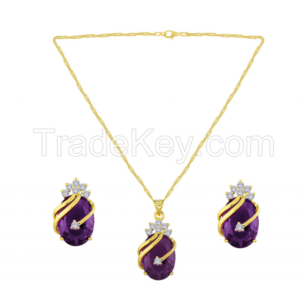 Jewel Set  ( One Pendent With Chain And Two Earrings )