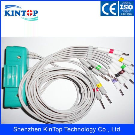 Compatible New Nihon Kohden BR-911D 10 leads EKG cable and lead wires with 20k resistance 3.0 din type