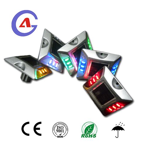 Steady mode Red LED 3M reflector aluminum driveway markers cat eyes solar road stud