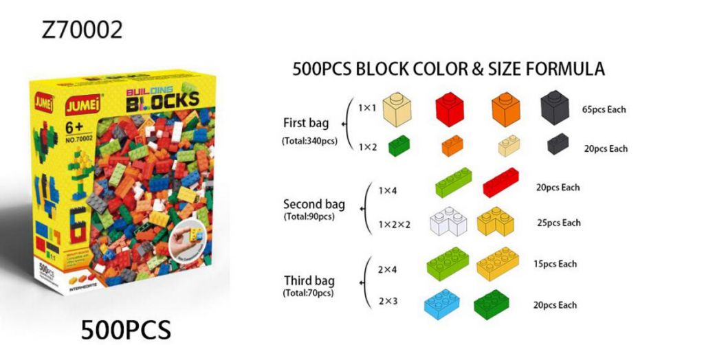 500 Pcs free building Plastic blocks