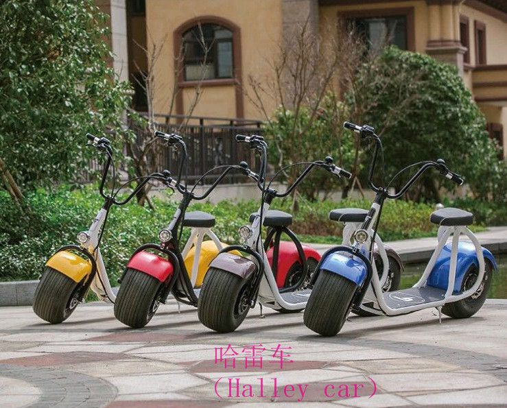 New designed 1000w 2 big tyre wheel electric scooter colorful halley, removable battery 60v 1000w  2wheel batteries electric bikes