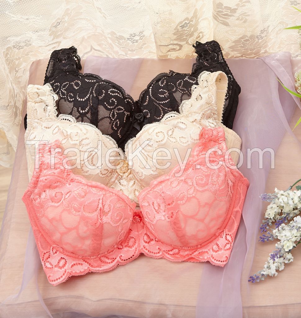 Soft wire lace bra set