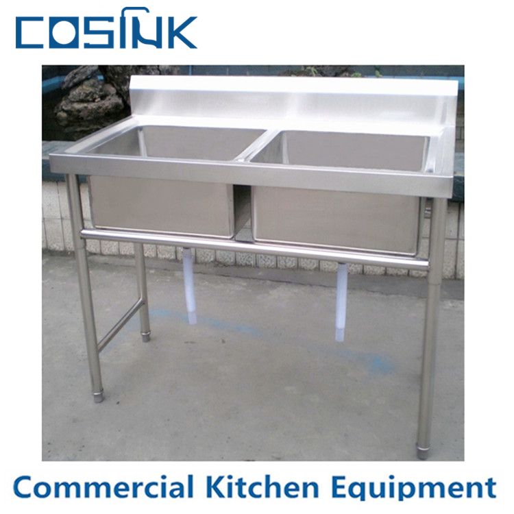 handmade 201 304 Commercial kitchen stainless steel sink with draining board