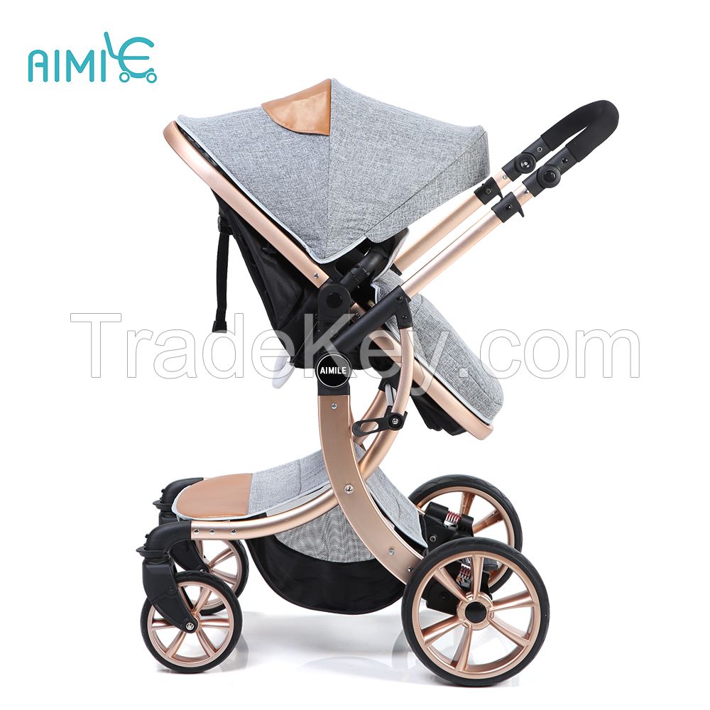 New modle aluminum alloy high view gold baby stroller