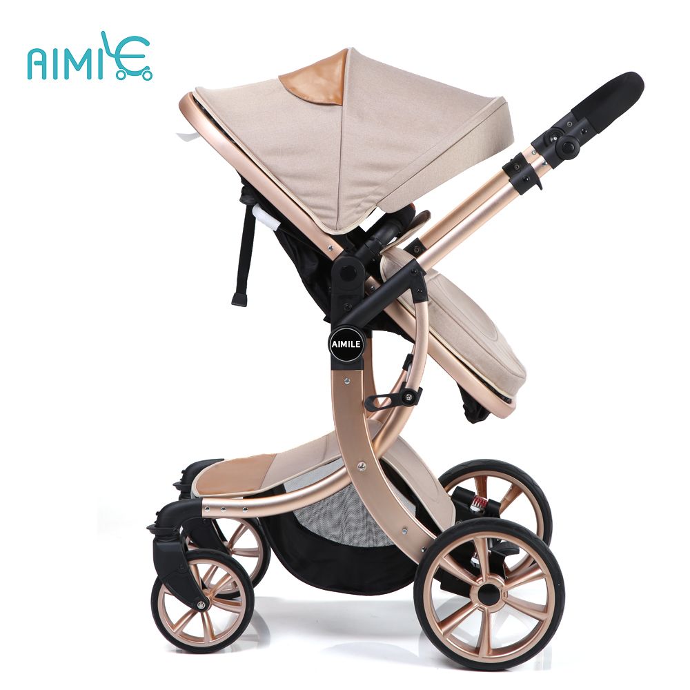 New modle aluminum alloy high view gold baby stroller