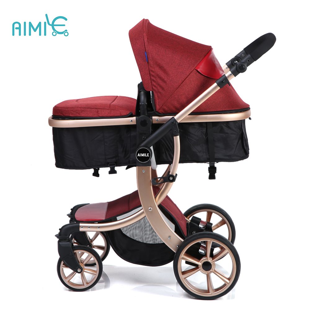 2017 New modle aluminum alloy high view gold best baby stroller from China factory