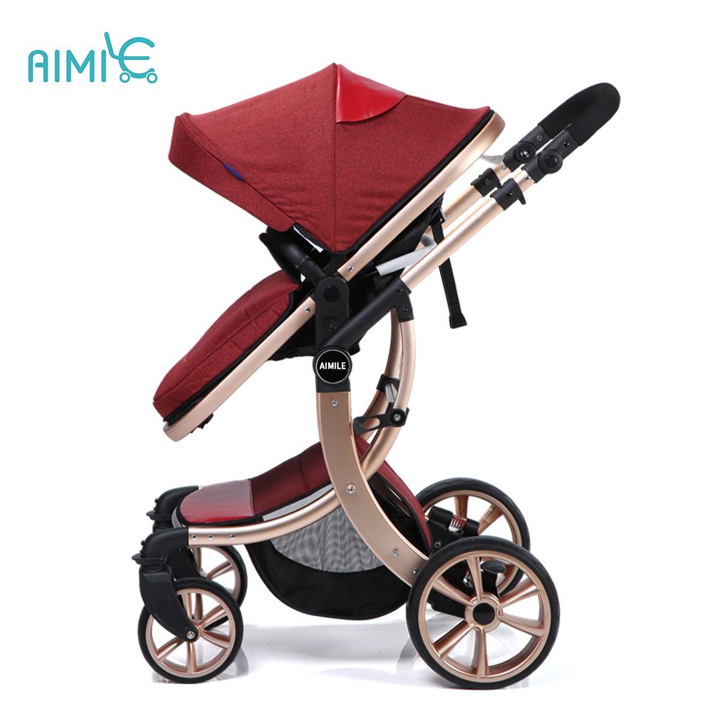2017 New modle aluminum alloy high view gold best baby stroller from China factory
