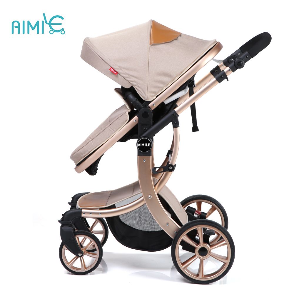 New modle aluminum alloy high view gold baby stroller