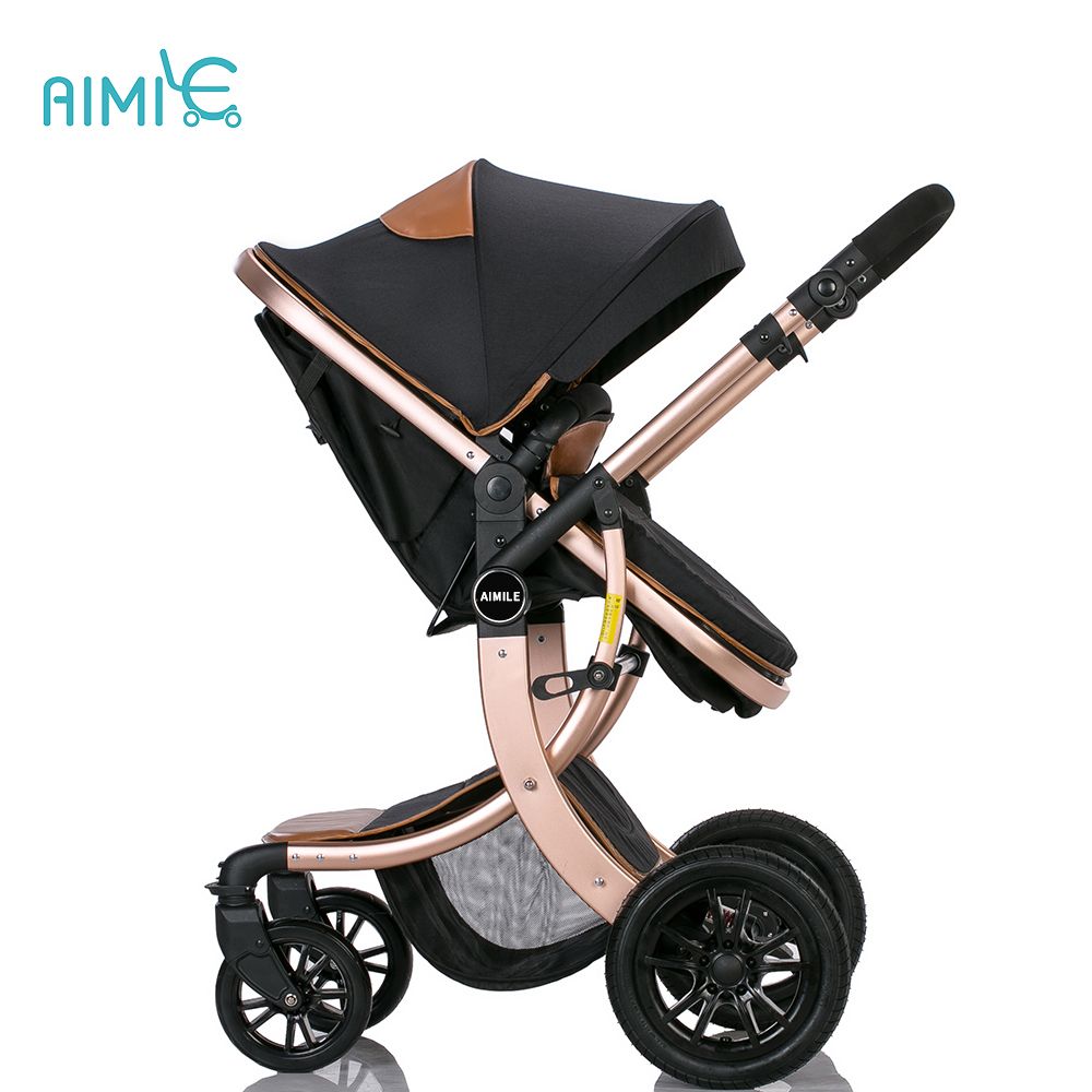 2017 New modle aluminum alloy high view gold best baby stroller from China factory