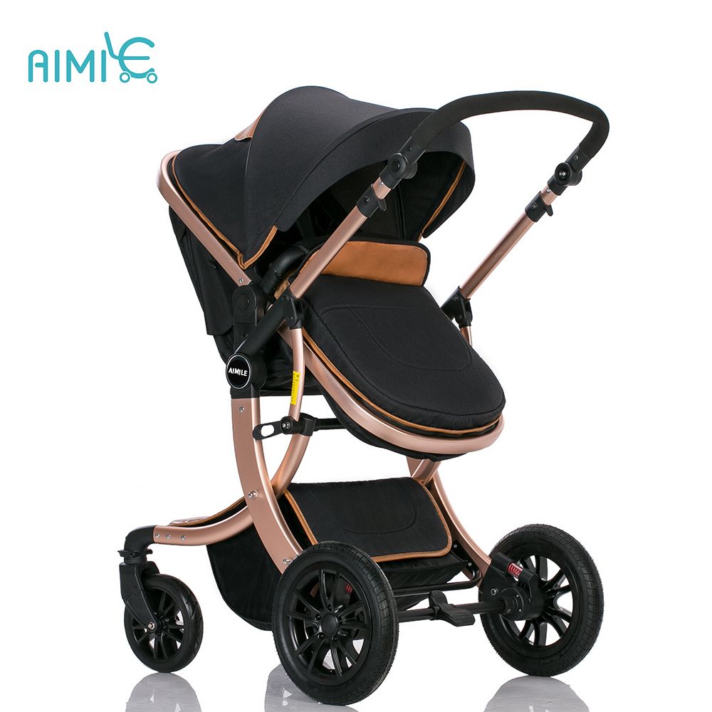 2017 New modle aluminum alloy high view gold best baby stroller from China factory