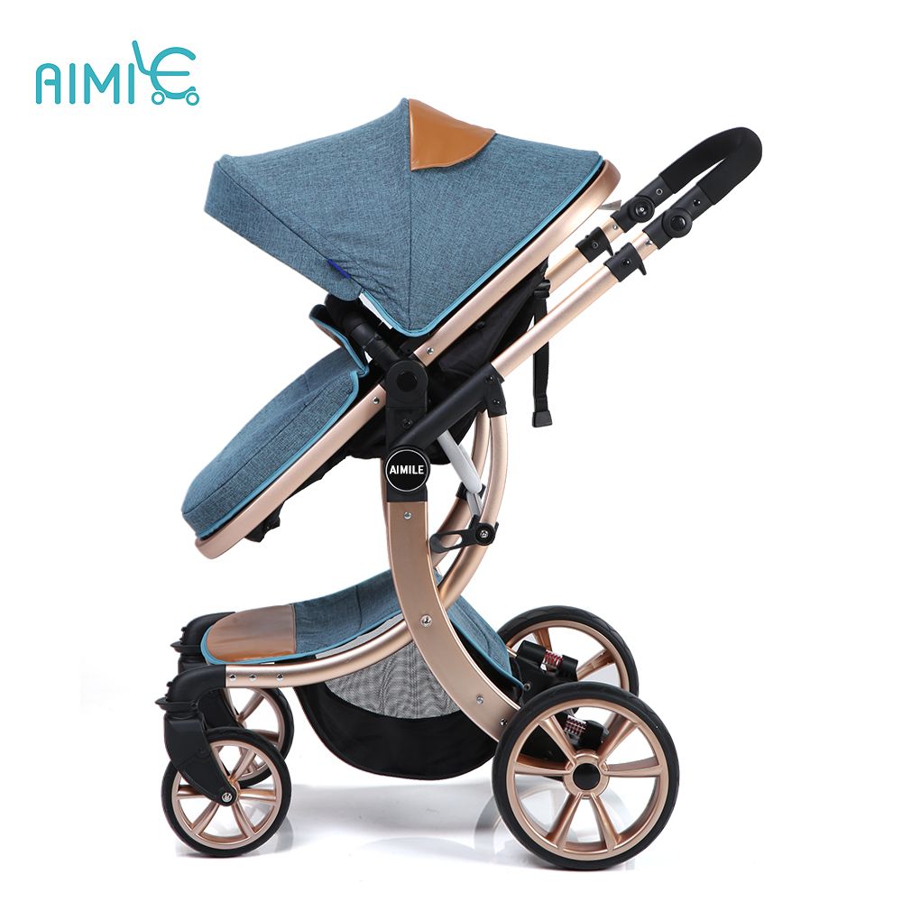 2017 New modle aluminum alloy high view gold best baby stroller from China factory