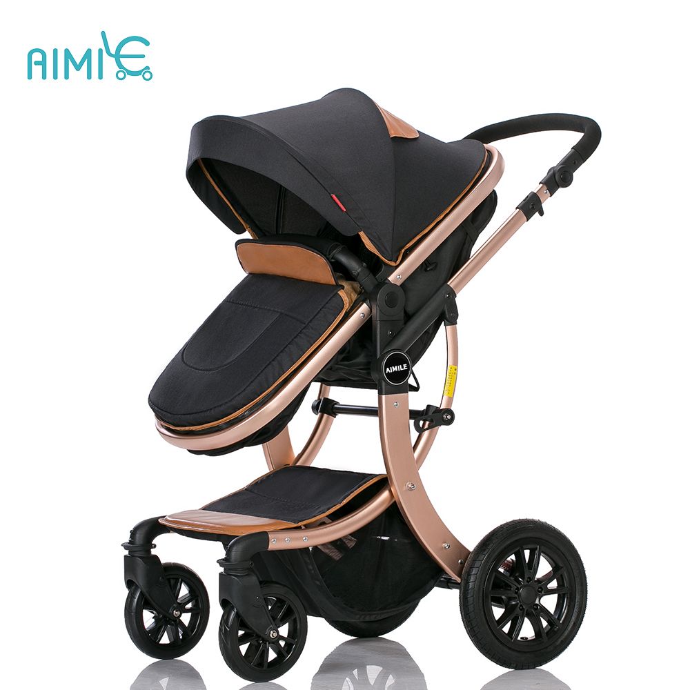 2017 New modle aluminum alloy high view gold best baby stroller from China factory
