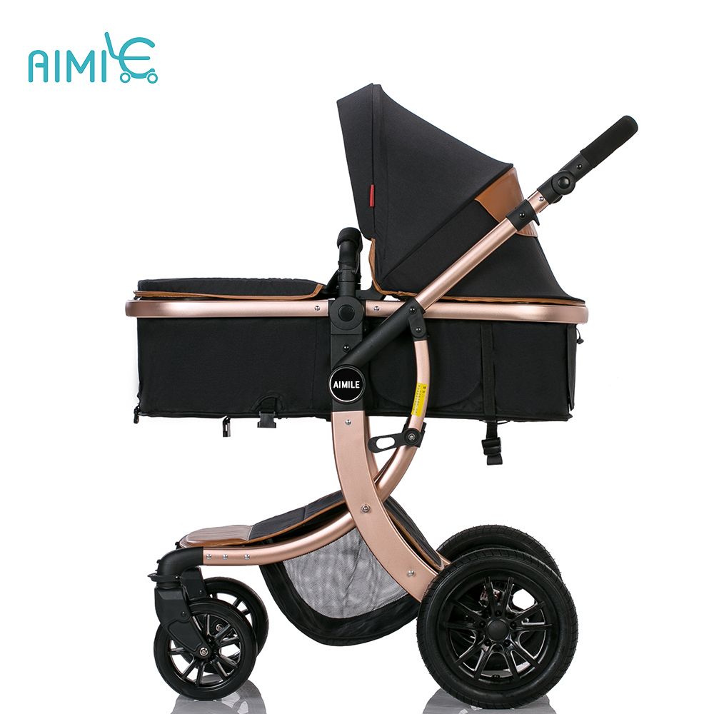 2017 New modle aluminum alloy high view gold best baby stroller from China factory