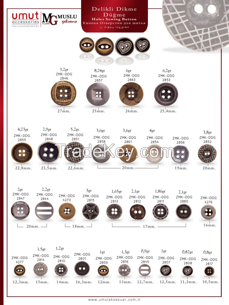 fashion alloy four or two hole sewing buttons for garments