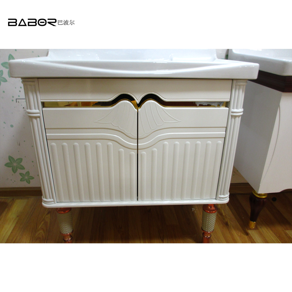 modern cheap white pvc bathroom vanity with mirror cabinet