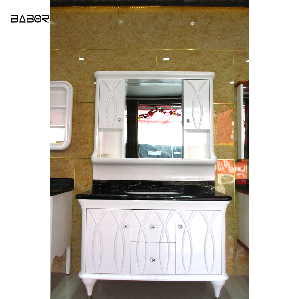 modern luxury white wood bathroom vanity with mirror cabinet