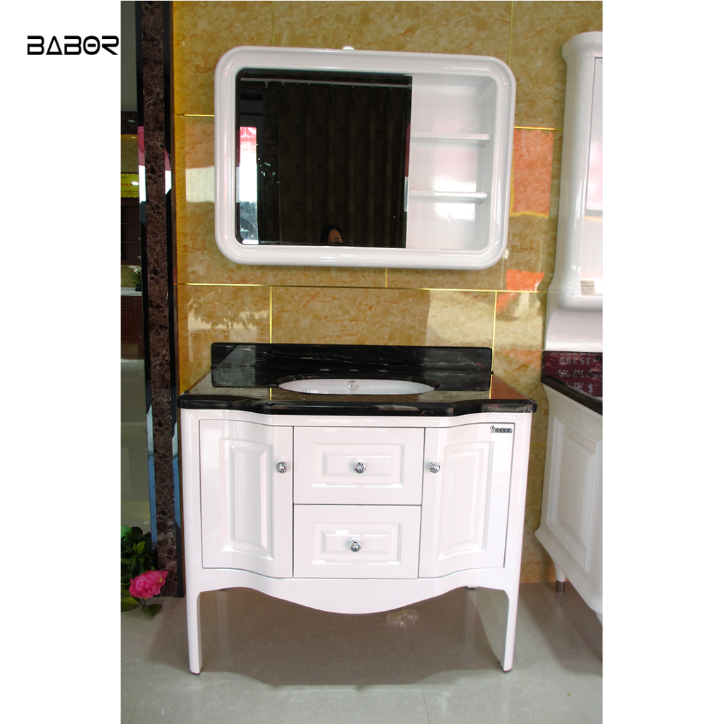 modern luxury white wood bathroom vanity with mirror cabinet