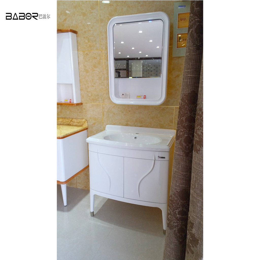 modern luxury white wood bathroom vanity with mirror cabinet