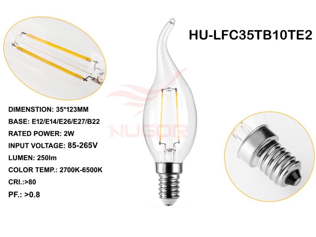 Led filament bulb C35t/B10t 2W