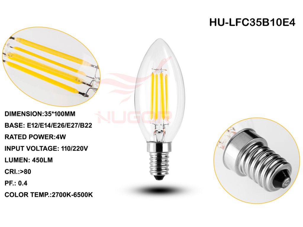 Led filament bulb C35/B10 2W