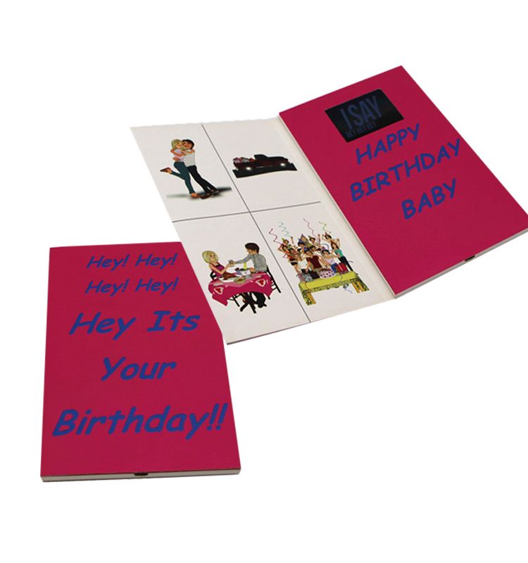 2.8 inch mini Folded Video Screen Happy Birthday Greeting Cards/Video Invitation Brochure