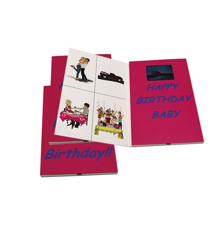 2.8 inch mini Folded Video Screen Happy Birthday Greeting Cards/Video Invitation Brochure