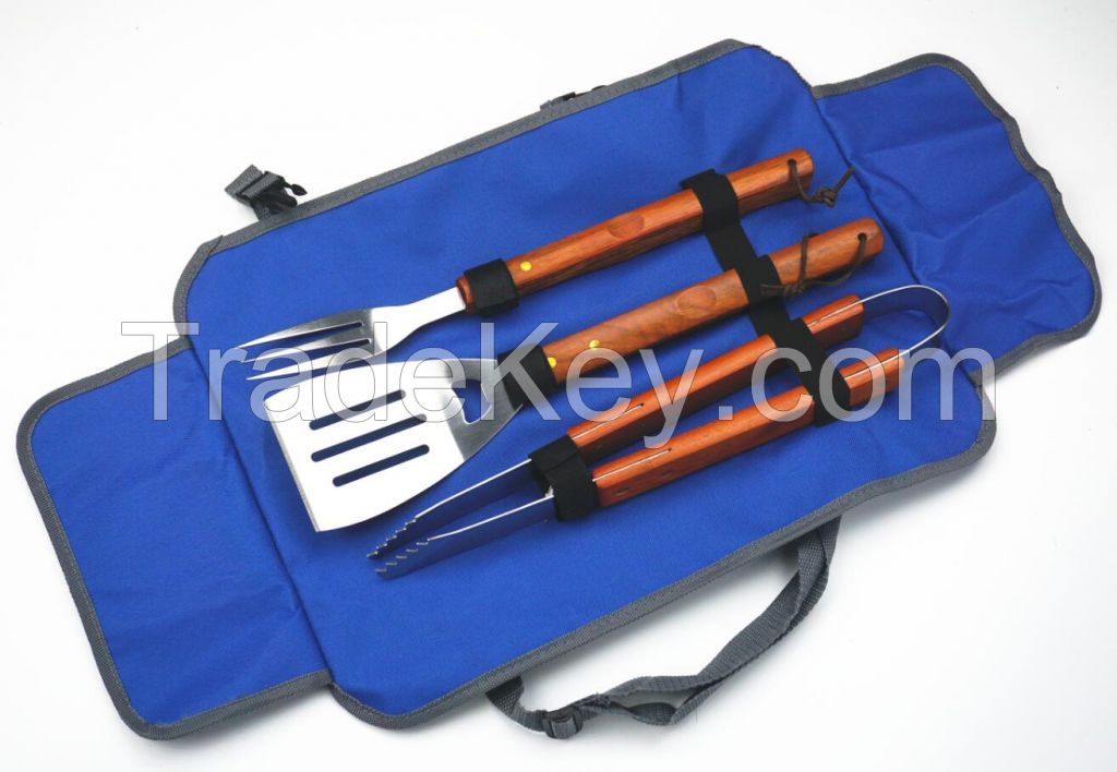 wood handle with apron bag Barbecue in bbq tool set 