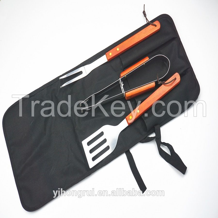 Barbecue tool set 3 piece bbq grill tool set with apron bag