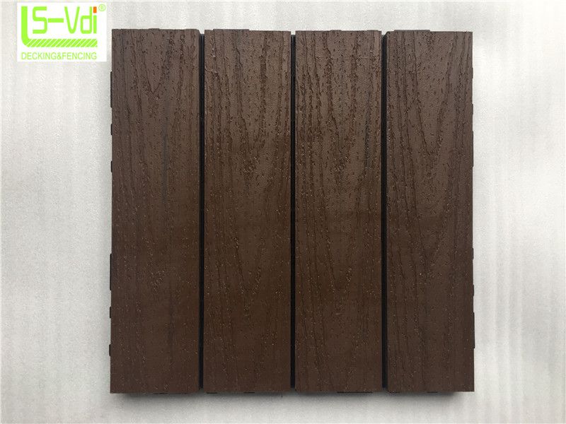 Anti-slip 3D wood grain wpc mosaic floor tile for swimming pool balcony