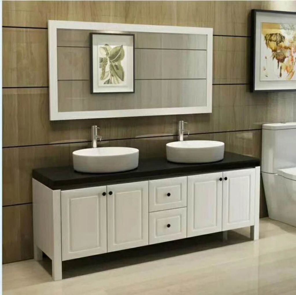 American modern wood hotel double sink vanity bathroom custom design bathroom vanities