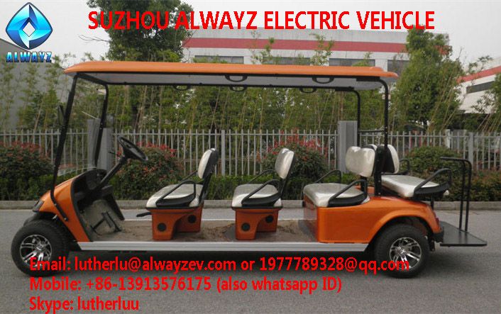 Battery powered golf buggy AW2064KSF, 8 seats (6+2) with a fixed seat facing backwards