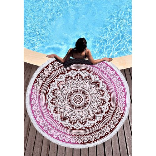 Round Beach Towel with Tassels  Microfiber Beach Towel