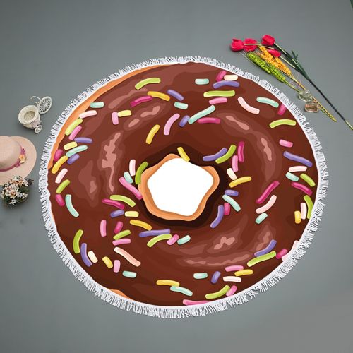 Donut Pizza Printed Round bath towel