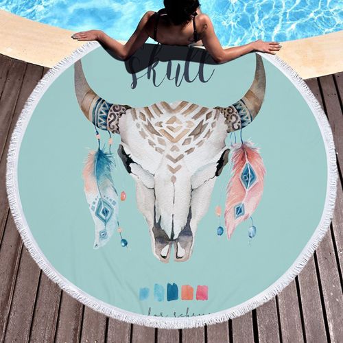 Round Beach Towel with Tassels Circle Microfiber Beach Mat