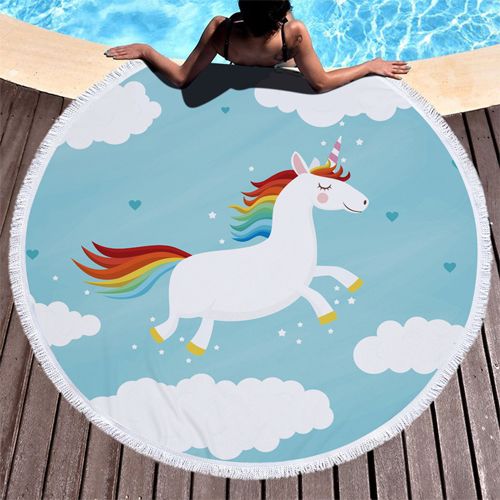 Cartoon pony printed Round microfiber bath towel