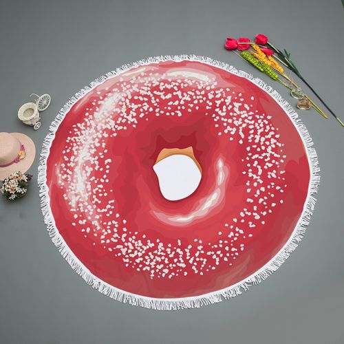 Donut Pizza Printed Round bath towel