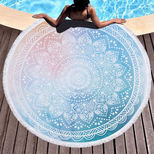 Round Beach Towel with Tassels  Microfiber Beach Towel