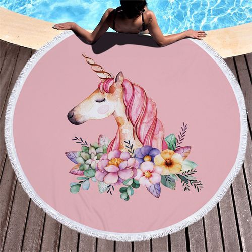 Cartoon pony printed Round microfiber bath towel