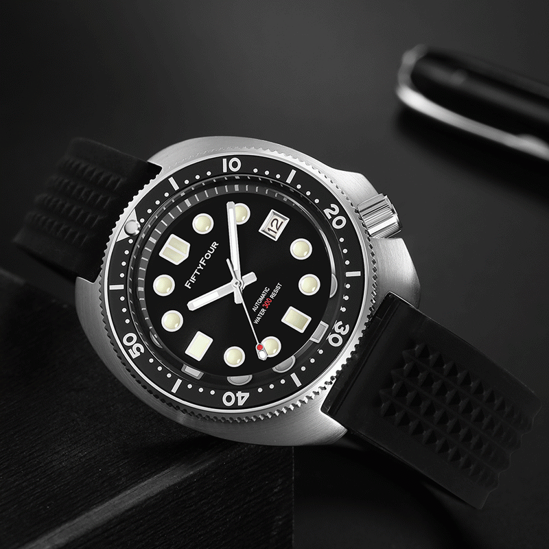 Turtle 6105-8110 ALBezel NH35 Tuna Diver Automatic wrist watch Mens diver BLACK
