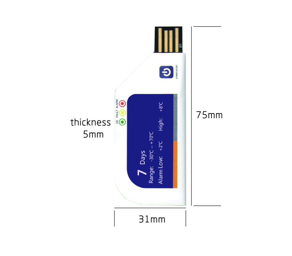 plustrace G1 oDisposable single use PDF temperature data logger