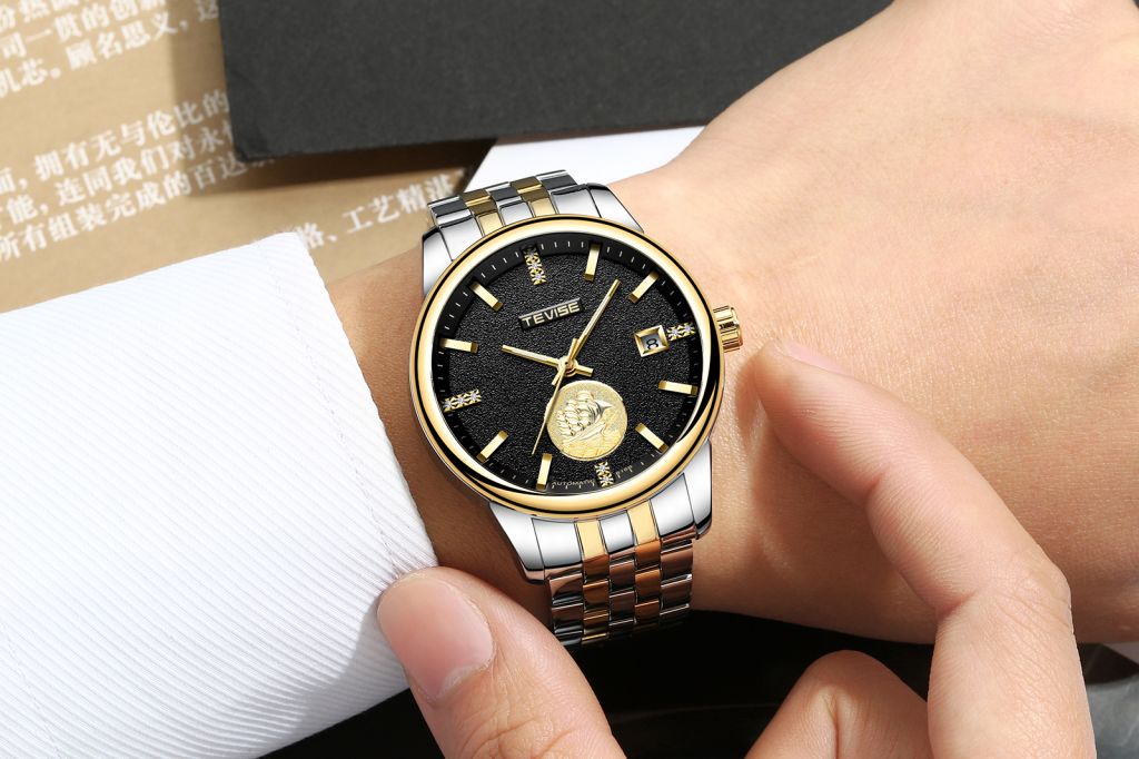 Tevise t818 men watches luxury brand automatic casual style stainless steel back watch