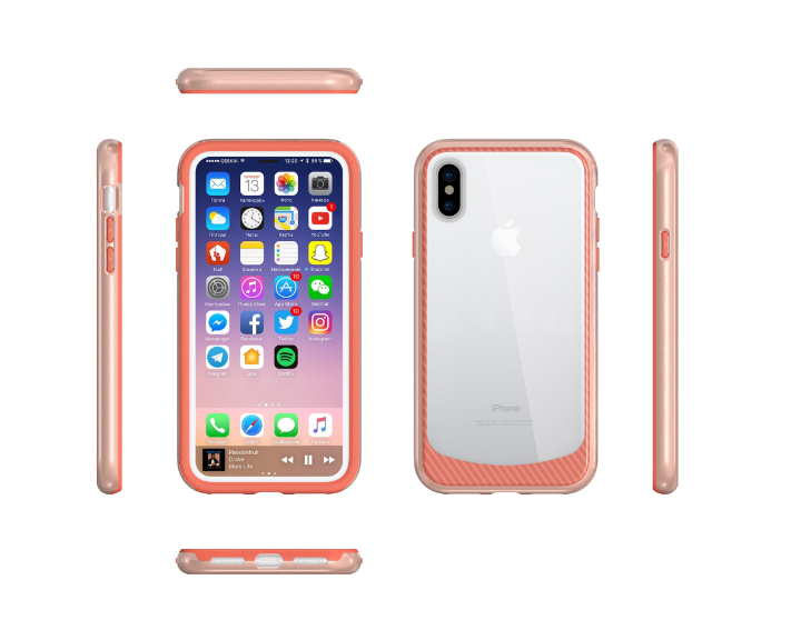 Two in one hybrid TPU and PC clear bumper case for iphone 8 