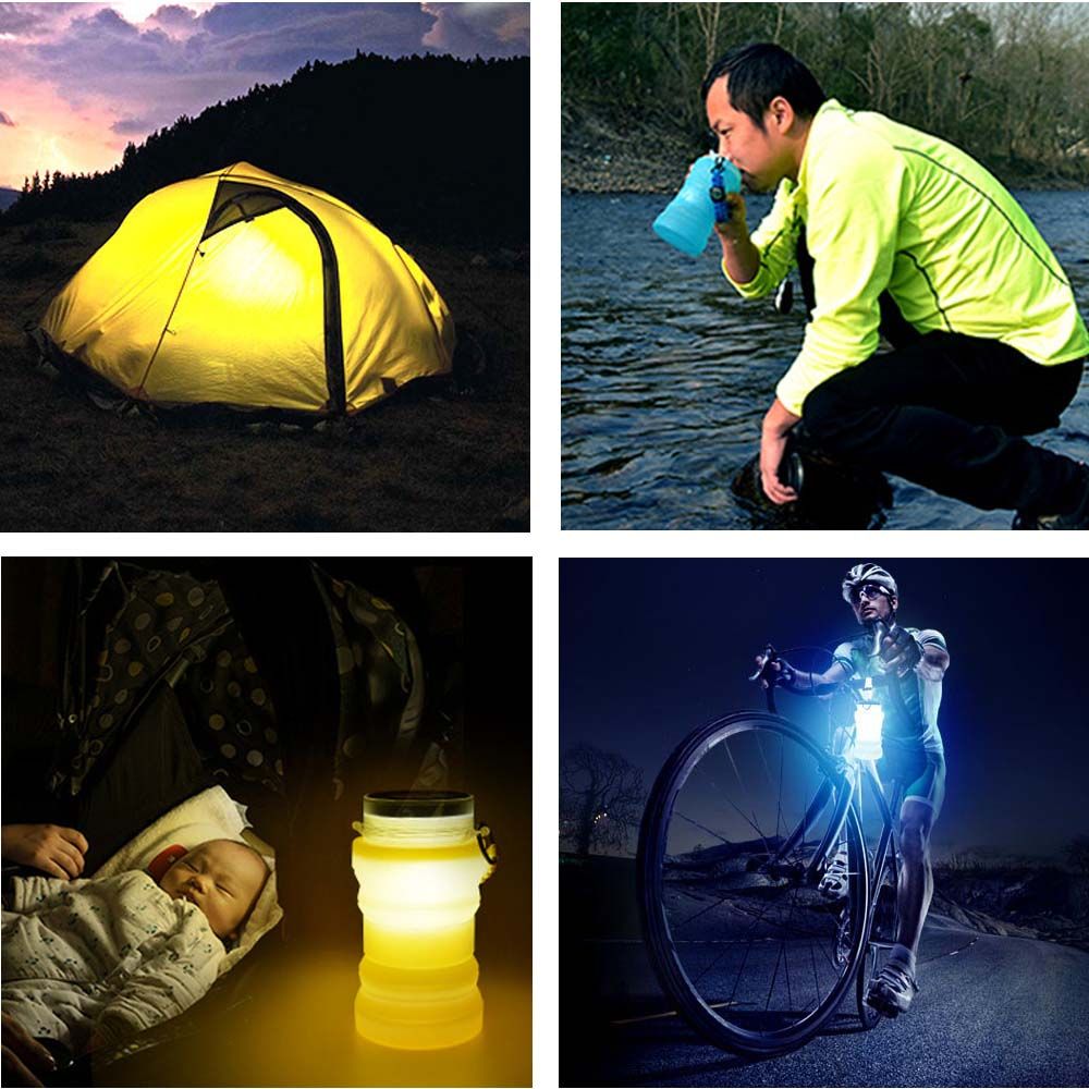 5 In 1 Multifunction Solar And Usb Rechargeable Camping Light Lantern Waterproof Bottle With Compass Emergency Cord And Flintstone