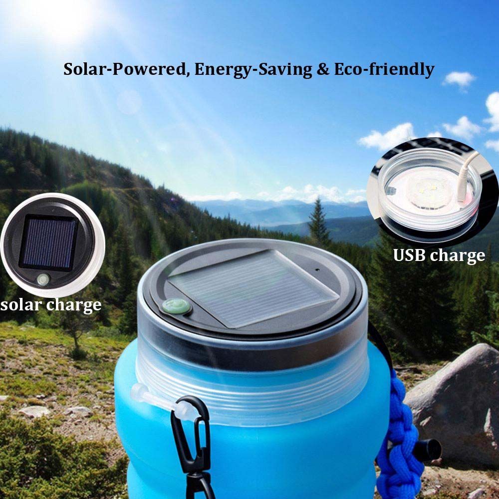 5 In 1 Multifunction Solar And Usb Rechargeable Camping Light Lantern Waterproof Bottle With Compass Emergency Cord And Flintstone