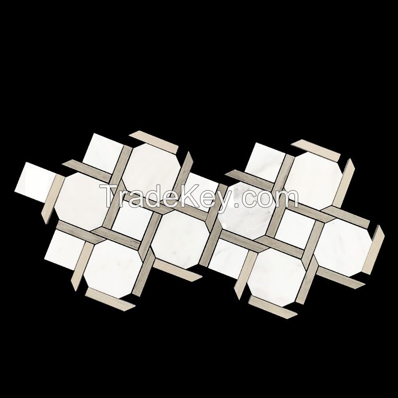 Oriental white marble hexagon mosaic tile