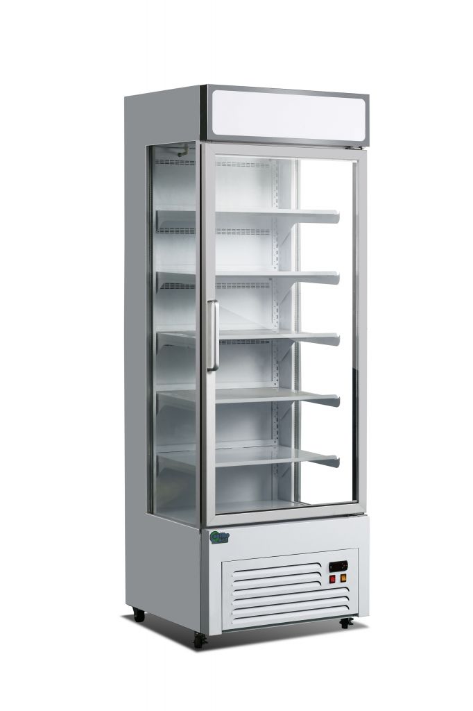 Single glass door display cooler for beverage