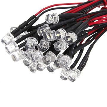 Round Head, Flat Head And Straw Hat 12v 20cm Pre Wired 3mm Dip Led 5mm Through Hole Led