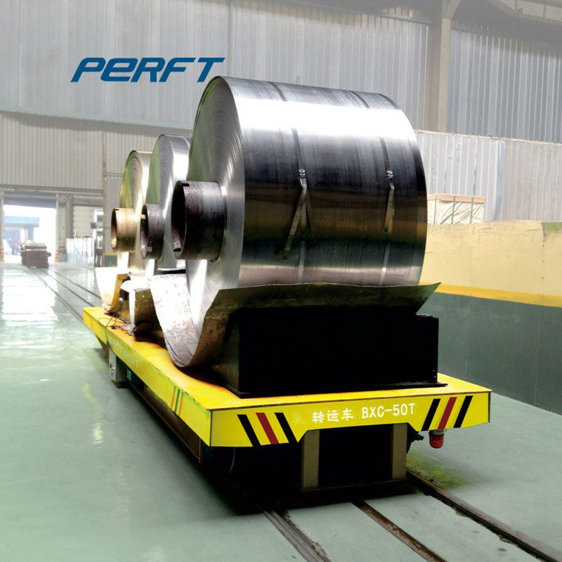       30 ton electric battery operated four wheel Coil Transfer Trolley for aluminium steel coils transportation